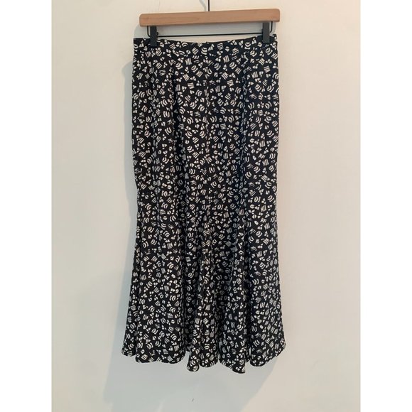 Vintage La Vogue Midi‎ Skirt Womens 12 Black White Geometric Print - Picture 1 of 8